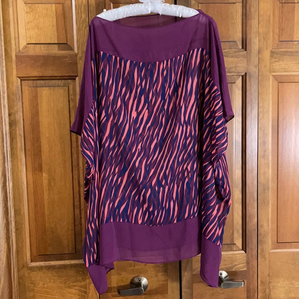 Purple patterned semi-sheer tunic